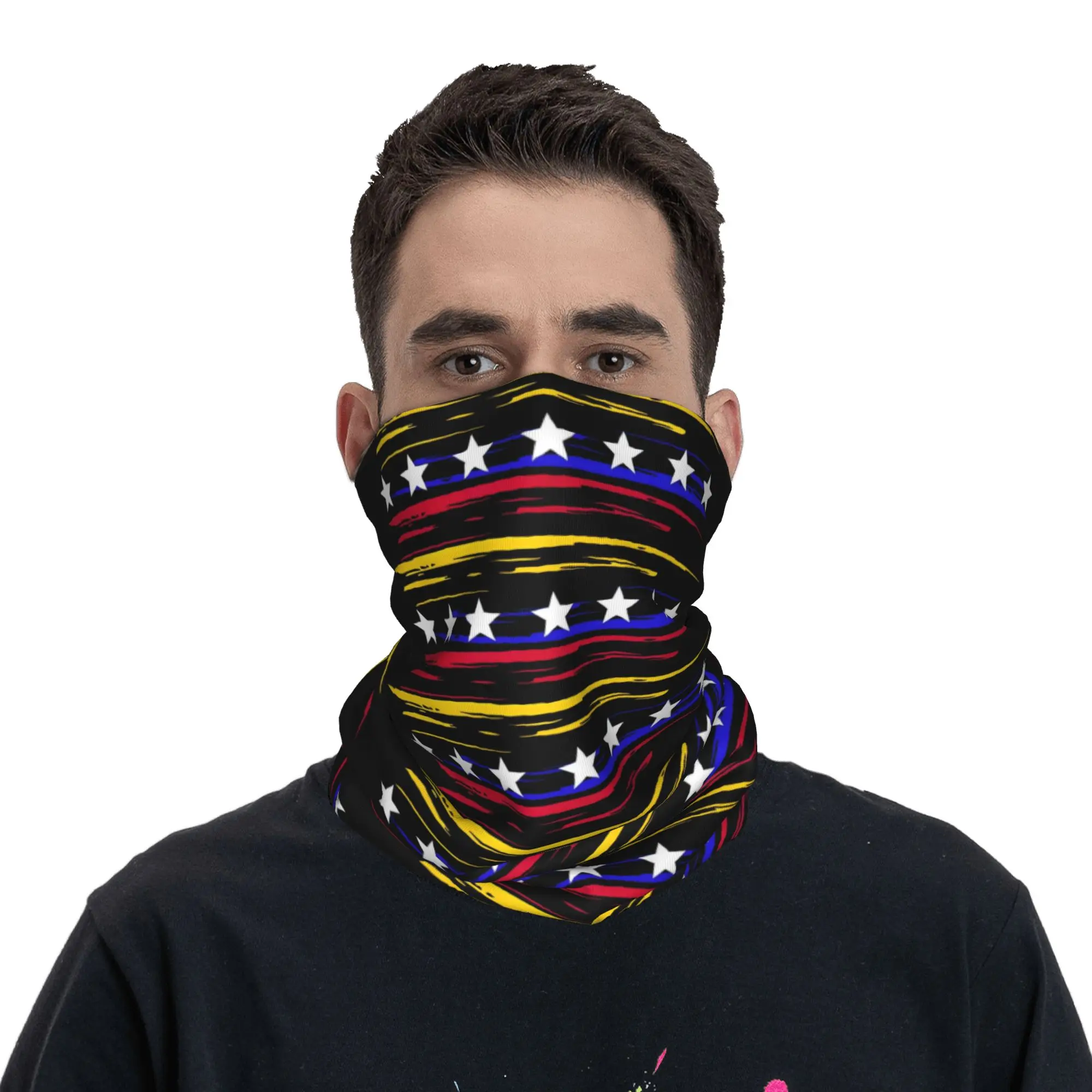 Venezuela 7 Big Stars Flag  Bandana Neck Gaiter Printed Venezuelan Balaclavas Wrap Scarf Warm Headwear Fishing for Men Women