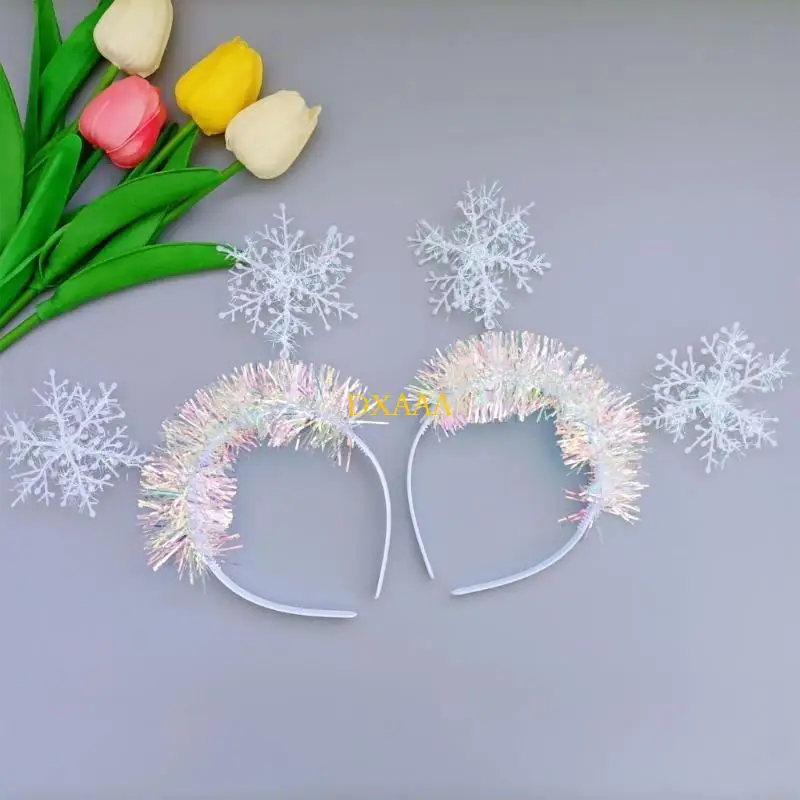 DXAA Couvre-chef flocon neige pour filles, cerceau à cheveux élégant à paillettes, accessoires dessin animé