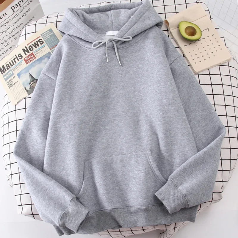 

Casual Women's Solid Hoodie Comfortable Strecth Sweatshirts Loose Autumn Pocket Clothes Fashion Street Female Pullovers