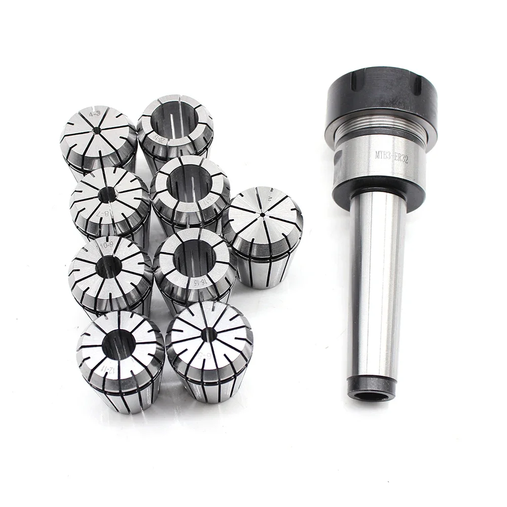 M12 MK3 ER32 Set 9 pezzi MT3 ER32 CNC Morse Taper metrico M12 pinza porta mandrino fresatura pinze per tornio 2-20mm per frese