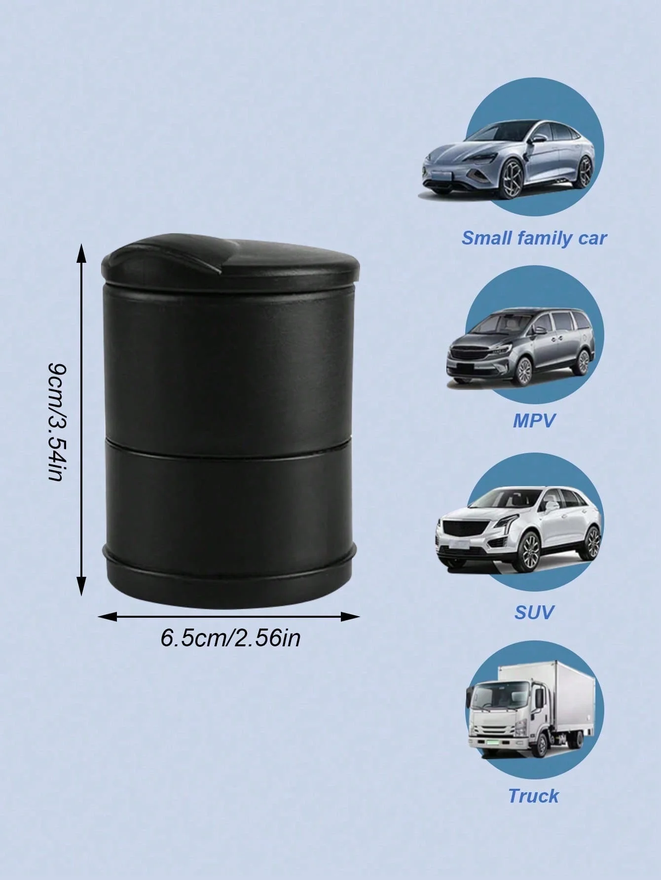 منفضة سجائر السيارة المحمولة ذات الغطاء القابل للطي - منفضة سجائر السيارة المقاومة للهب، متعددة الوظائف (علبة القمامة، صندوق العملات المعدنية، صندوق السيجار وكوب الرماد)، متينة