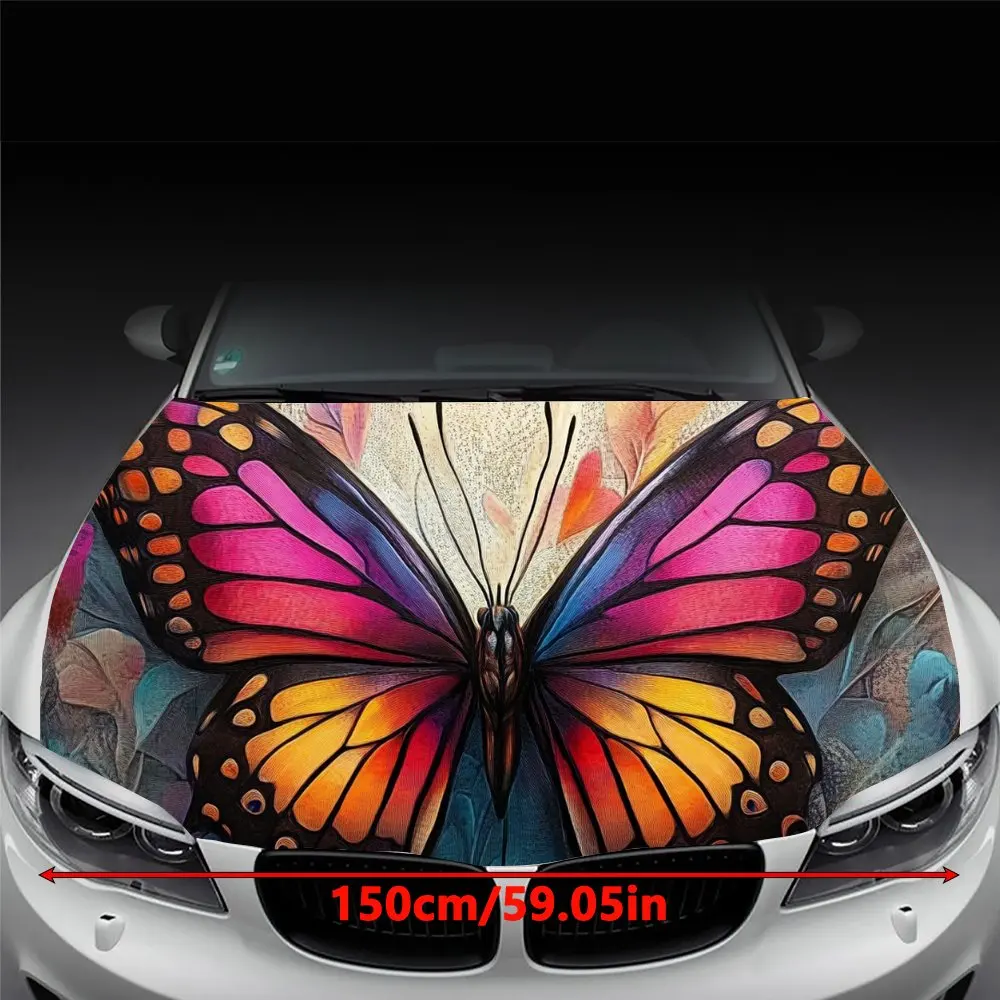 Pink Orange Butterfly Sky Print Car Hood Wrap Color Vinyl Sticker Truck Graphic Bonnet Custom Auto Accessories Decoration Decal