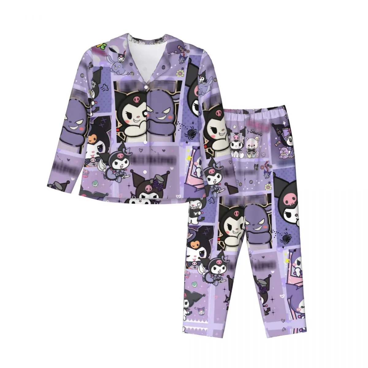 Kuromi Women's Pajamas Sets Woman 2 Pieces Pajamas Female Couples Loungewear Suit Home Clothes