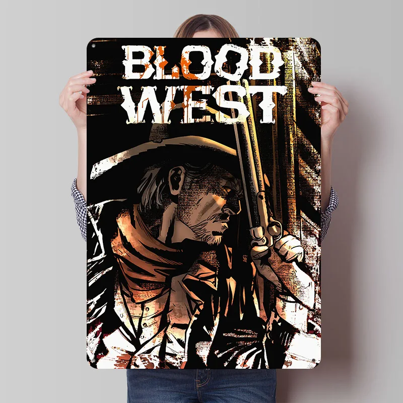 

Blood West Game Metal Poster Custom Wall Art Retro Vintage Tinplate Signs for Man Cave Room Accessories Bedroom Decoration House