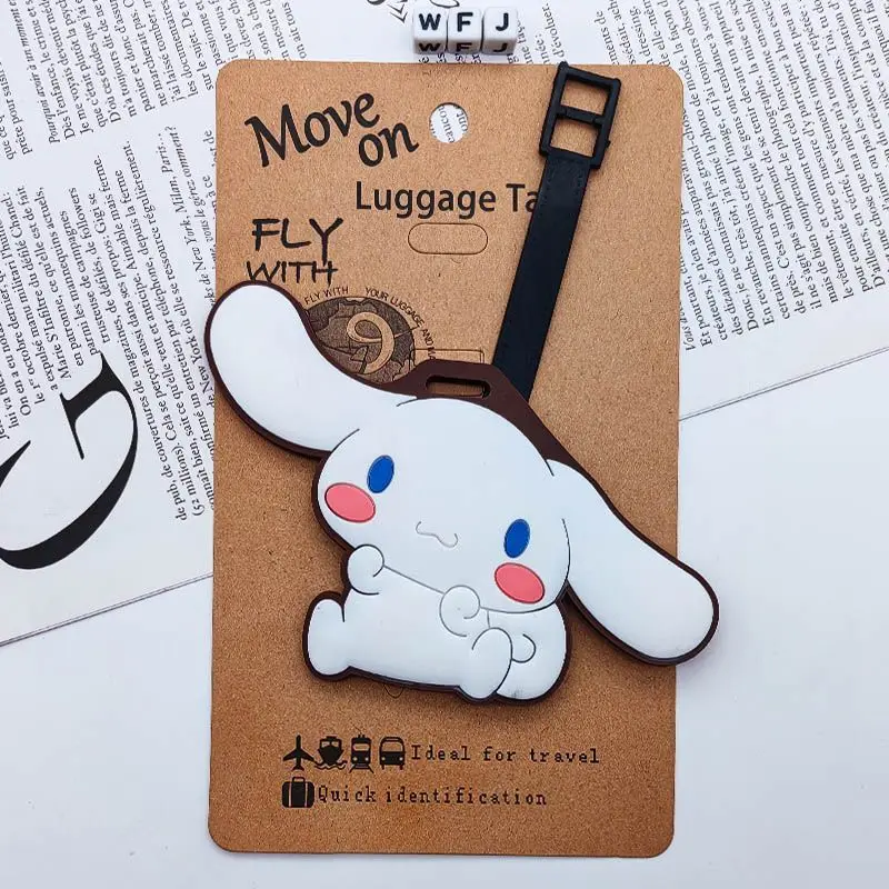 Cartoon big-eared dog luggage tag travel luggage tag pom-pom suitcase ID card address clip baggage check-in portable ticket gift view 6