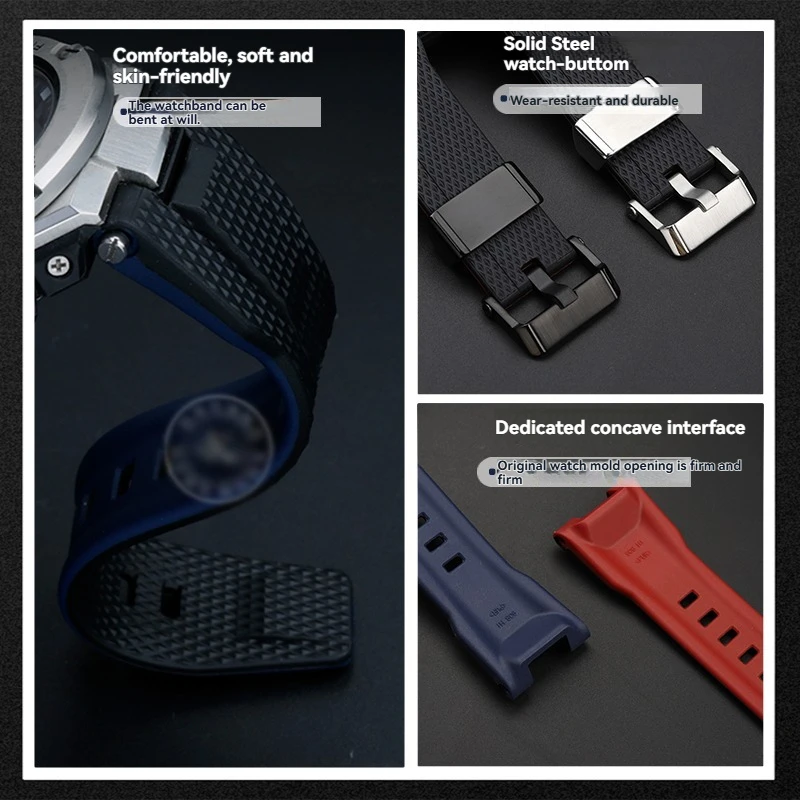 26mm 수지 실리콘 시계 밴드 – 카시오 G-SHOCK GST-210/W120L/S130L/S310 GST-B100 W300/400G 시계 액세서리용 노치 스트랩