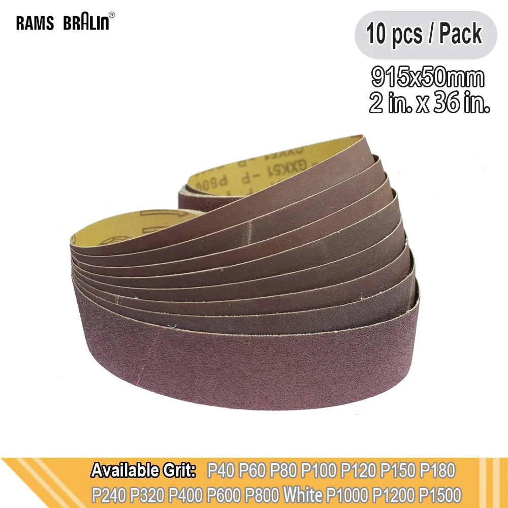 10 sztuk 915x50mm ścierne taśmy szlifierskie 2 "x 36" do drewna miękkiego metalu szlifowanie polerowanie