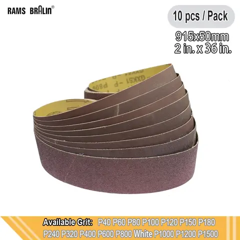 목재 연질 금속 연삭 연마용 연마 샌딩 벨트, 915x50mm, 2 인치 x 36 인치, 10 개