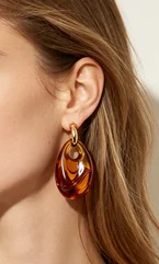 Vintage Schildpatt-Harz Wassertropfen-Ohrhänger für Frauen, Große Hohle Ohrringe, Einzigartiger Partyschmuck – Detail 5
