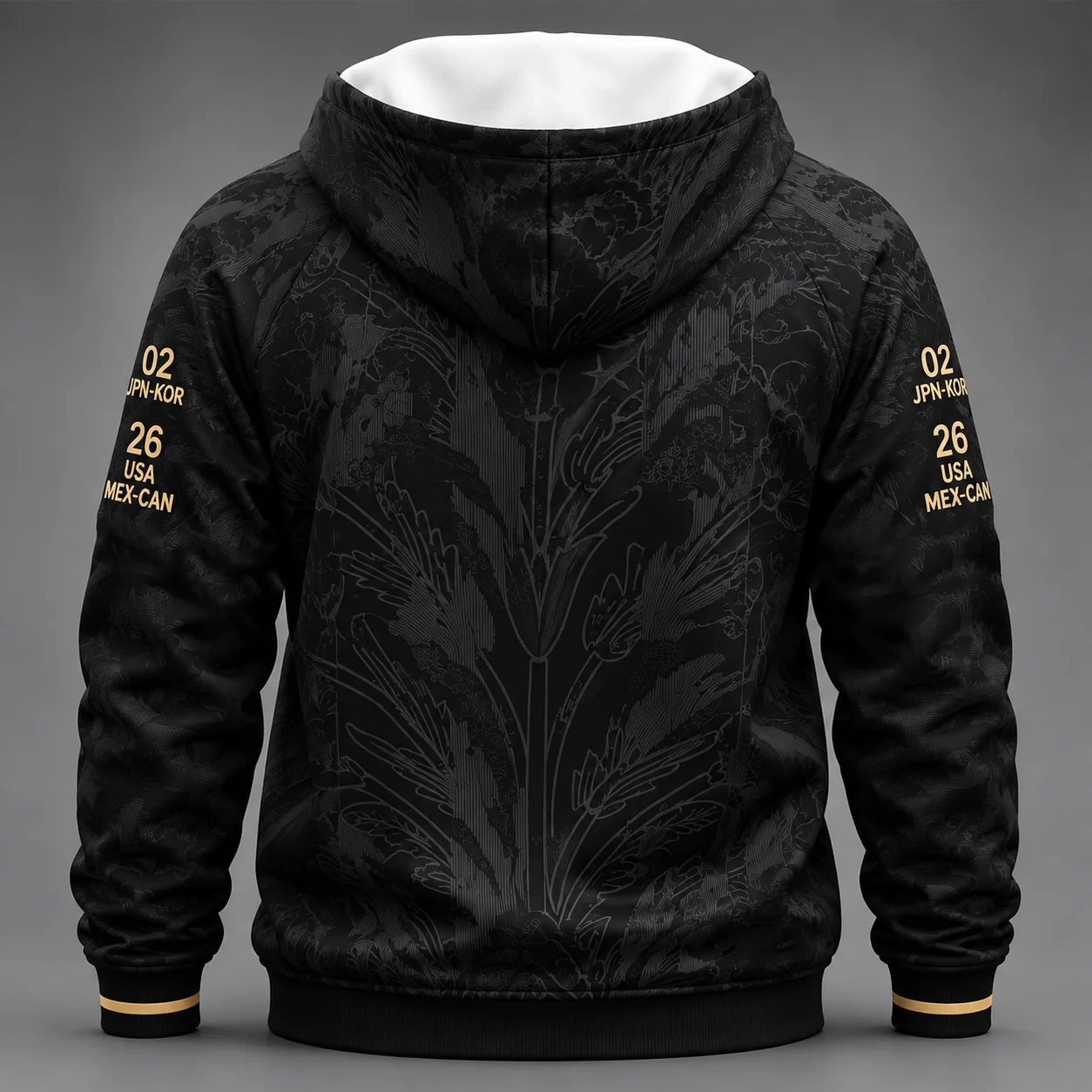 26-27 Turkey Black Floral Football Hoodie White Crescent Star Emblem Hoodie Tournament Print Short Sleeve Football Sport Hoodie