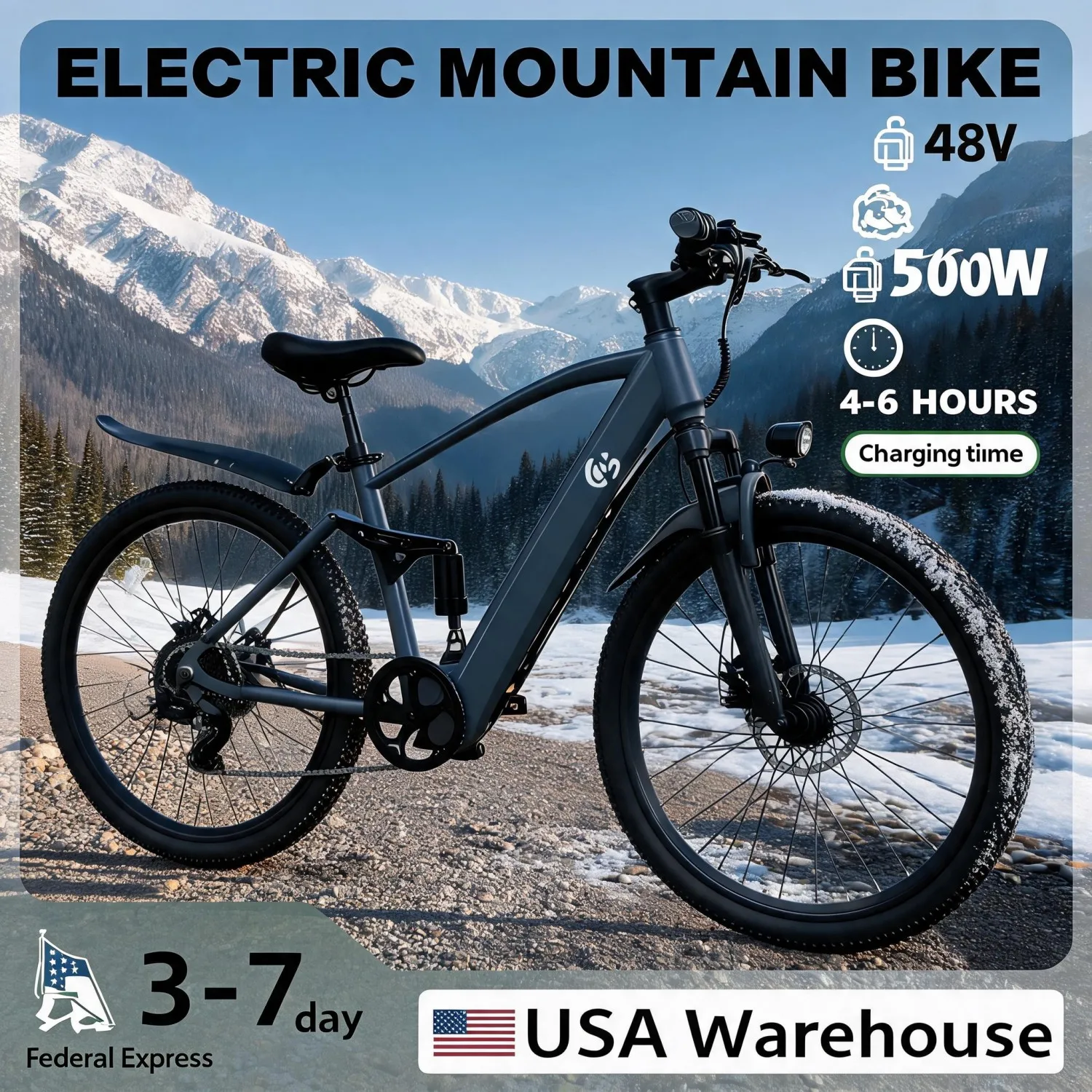 Outdoor Hunting Electric Bike - Bicicleta Elétrica para Trilhas, Bicicleta Elétrica