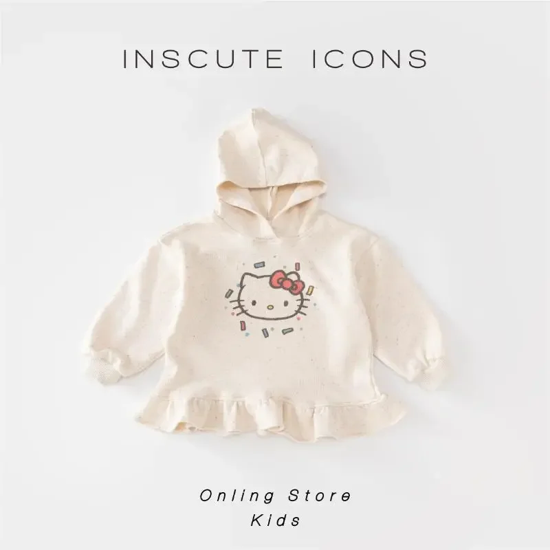 

Толстовки и брюки с героями мультфильмов «Hello Kitty», комплект аниме Kawaii, Sanrio, весна-осень, новый корейский стиль, модный универсальный