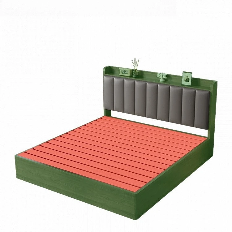 

Solid wood double master bedroom bed, household storage single bed