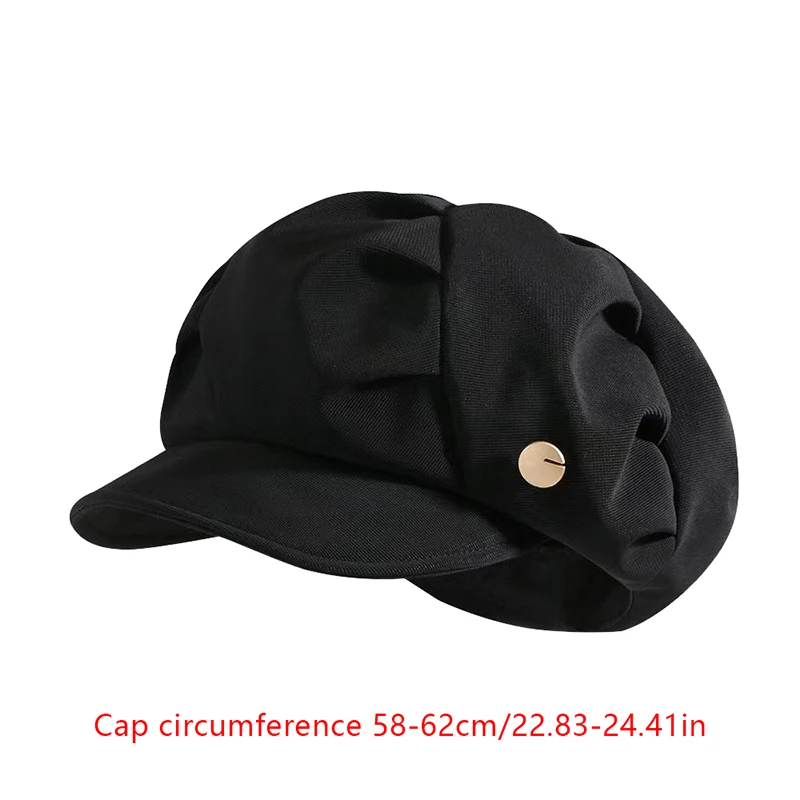 Fashion Cloud Beret Big Head Circumference Women Splicing Octagonal Berets Niche Painter Hats British Style Solid Small Face Cap image 6