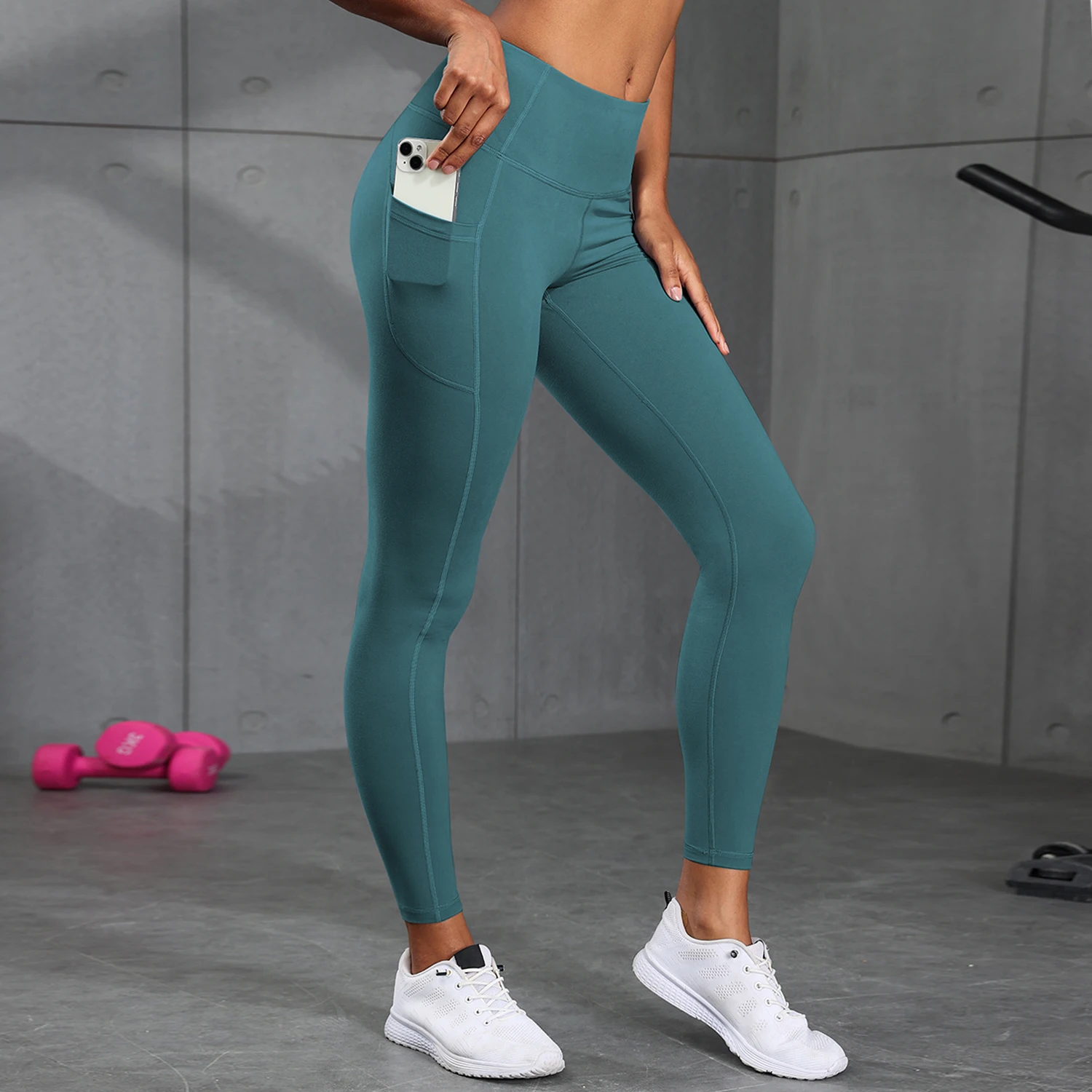 Women's High-Waisted Solid Color Yoga Pants With Pockets, Compression Leggings For Sports, Fitness, Running image 6