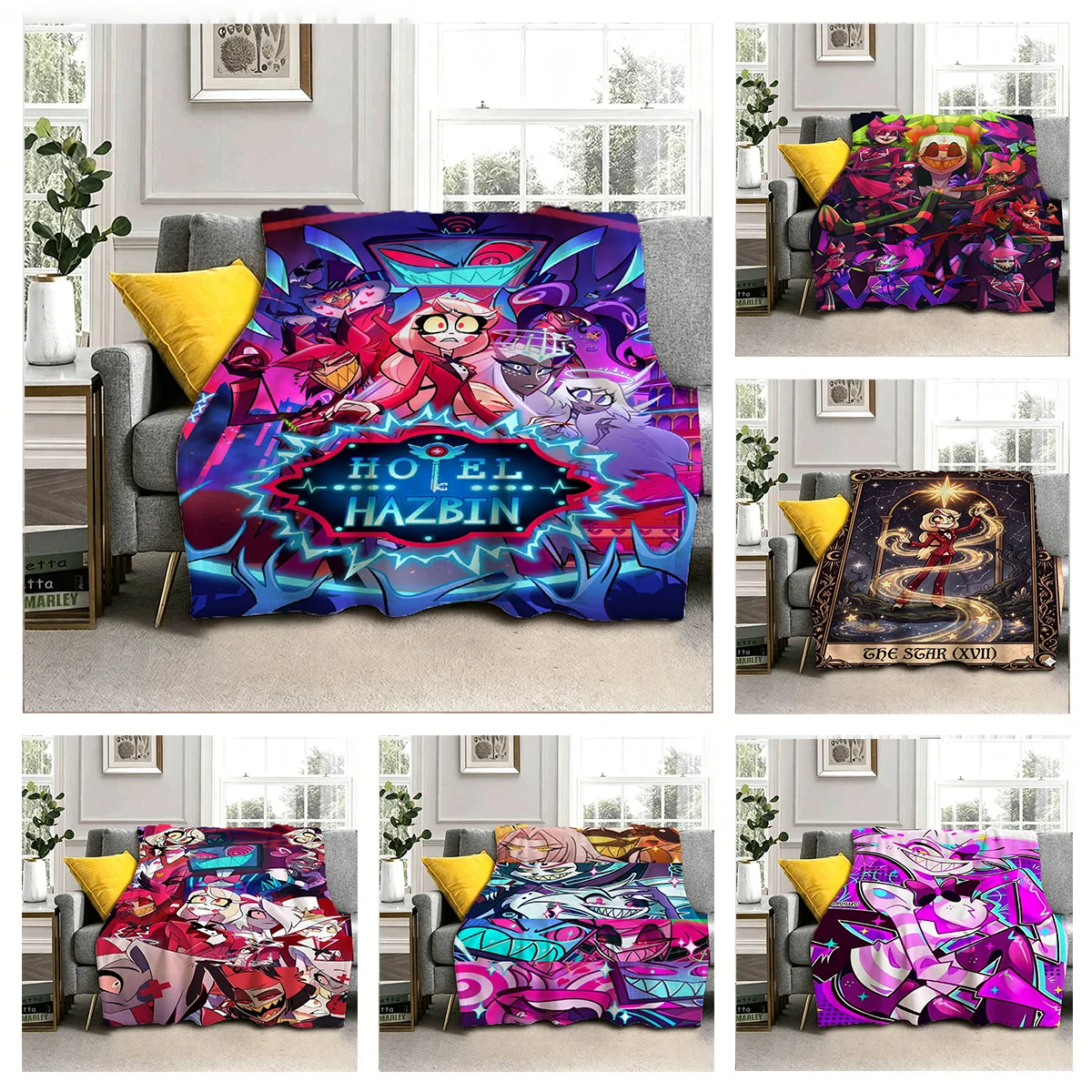 New Cartoon H-Hazbin-S Anime H-Hotel 3D Flannel Blanket Soft Throw Blanket Art For Home Decor Bedroom Bed Sofa Picnic Fans Gift