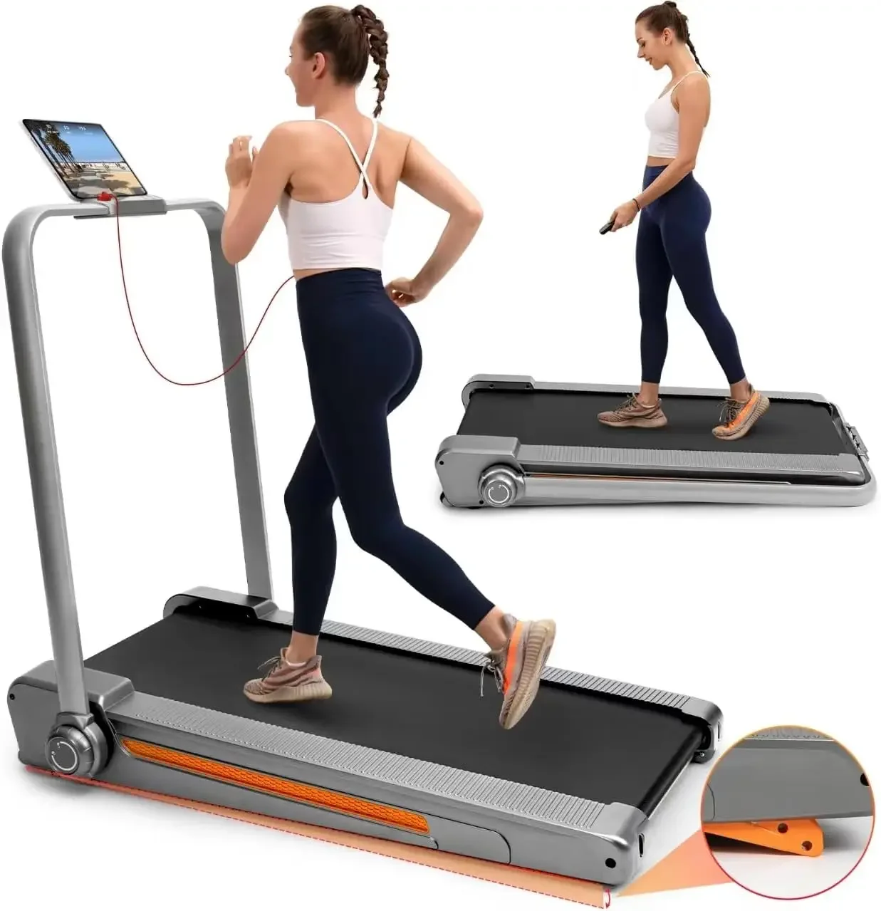 

2 in 1 Foldable Treadmill with Incline,Walking Pad Treadmil for Home Office,Under Desk Treadmill 2.5HP, 330 LBS Weight Capacity