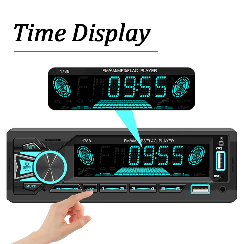 Hippcron Car Radio 1din Srereo MP3 Player Bluetooth FM Receiver With Remote Control AUX/USB/TF Support Phone Charging