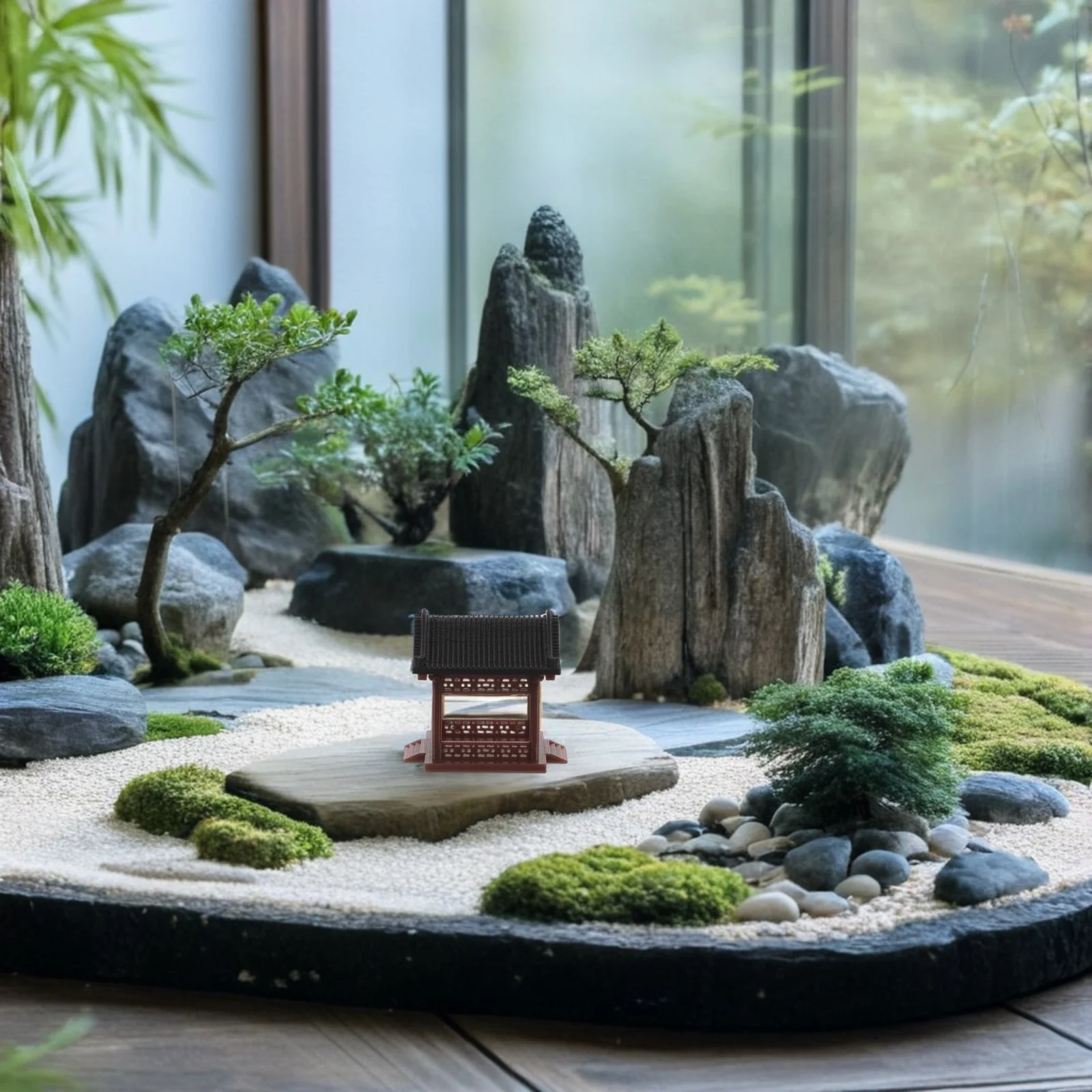 

Miniature Pavilion Statue 1.97x1.77x1.77in Traditional Chinese Ancient Architecture Bonsai Micro Landscape Garden Fairy Tabletop