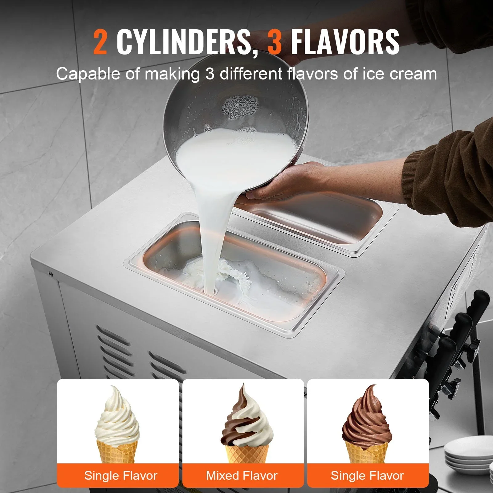 Commercial Ice Cream Machine For Sale Soft Ice Cream Maker With LED Display Self-Cleaning 3 Flavors Frozen Yogurt Maker