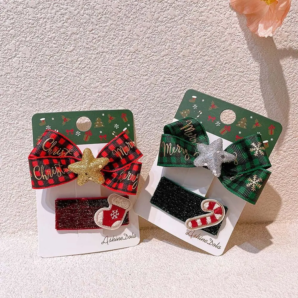 헤어 액세서리 헤어 그립 엘크 크리스마스 트리 크리스마스 앞머리 클립 바레트 리본 헤어 클립 어린이 크리스마스 헤어핀