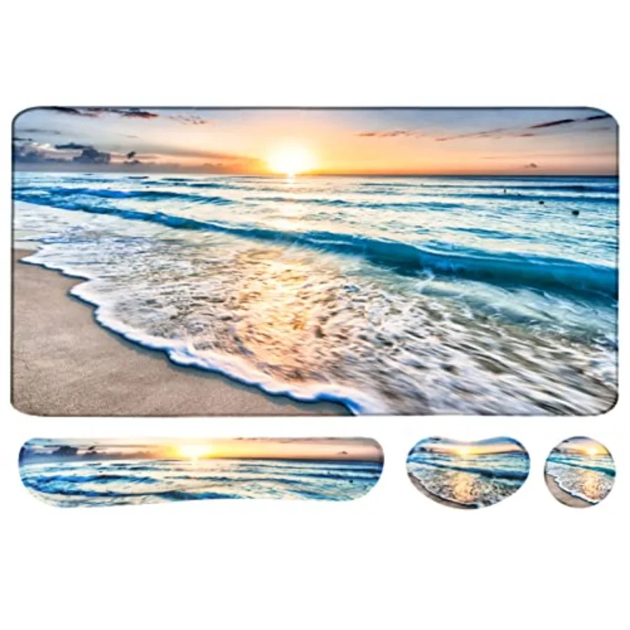 

4-in-1 Large Gaming Mouse Pad, Keyboard Wrist Rest Pad and Wrist Support Mousepad Set, Extended Desk Pad Waterproof Desk Mat fo