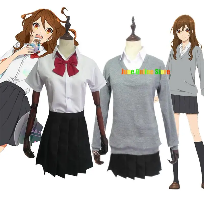 Horimiya hori-san para miyamura-kun kyoko hori anime cosplay trajes meninas uniforme escolar saia superior jk saco e peruca sapato dia das bruxas