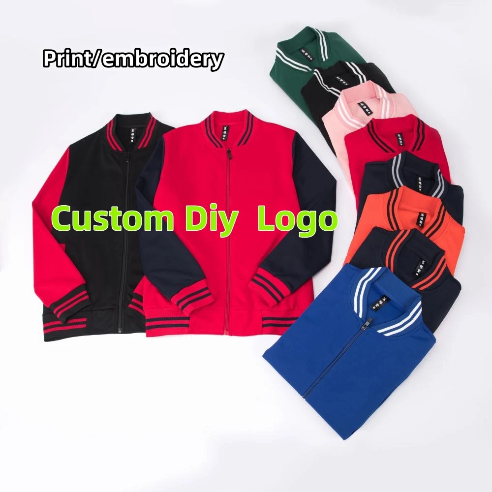 Custom Brand Logo Varsity Team Baseball Jacket Men And Women Sports Zipper Bomber Coat Unisex Large Size 4XL Clothing