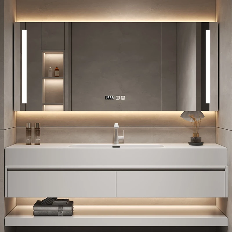 Salon Modern Bathroom Cabinet Washbasin Vintage Vanity Light Bathroom Cabinet Mirror Storage Mobiletto Bagno Furniture