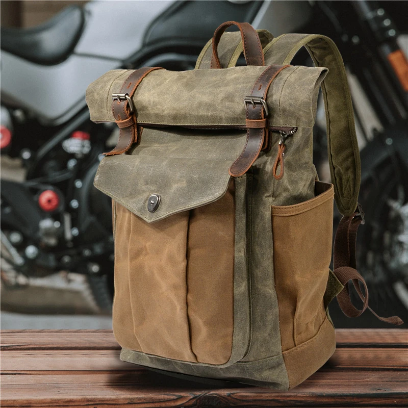 Rucksacks Vintage Canvas Backpacks for Men Oil Wax Canvas Leather Travel Backpack Large Waterproof Daypacks Retro Mochilas