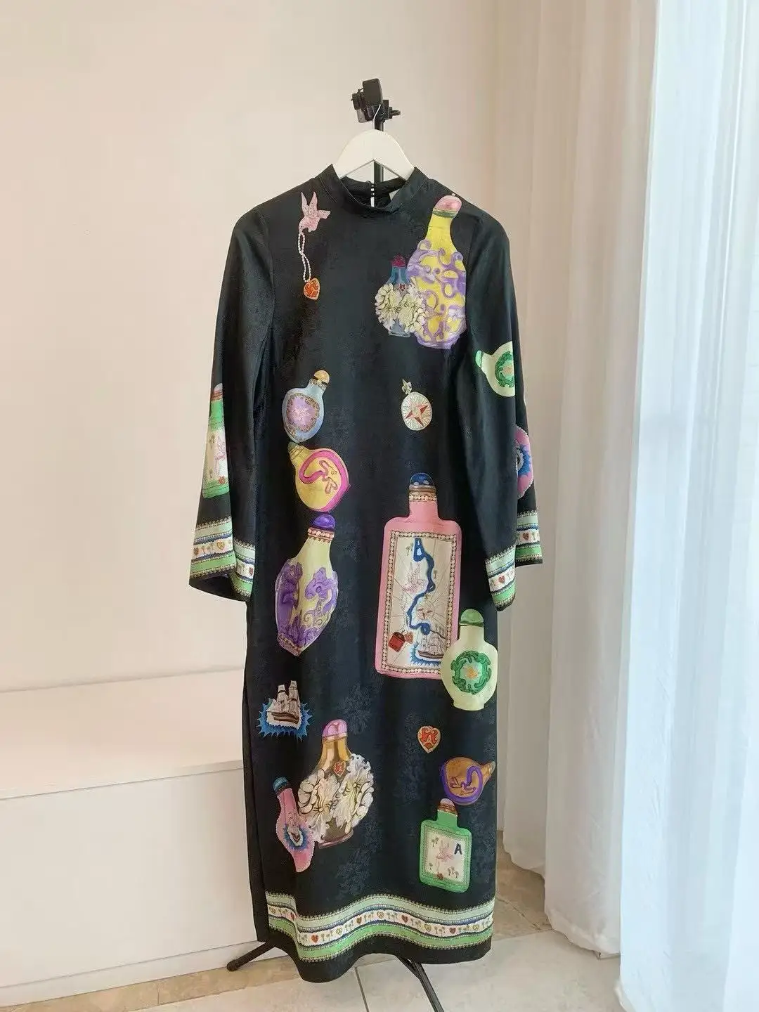 Vestido holgado estampado de manga larga para mujer, vestido largo cómodo a la moda para otoño, nuevo estilo 2025
