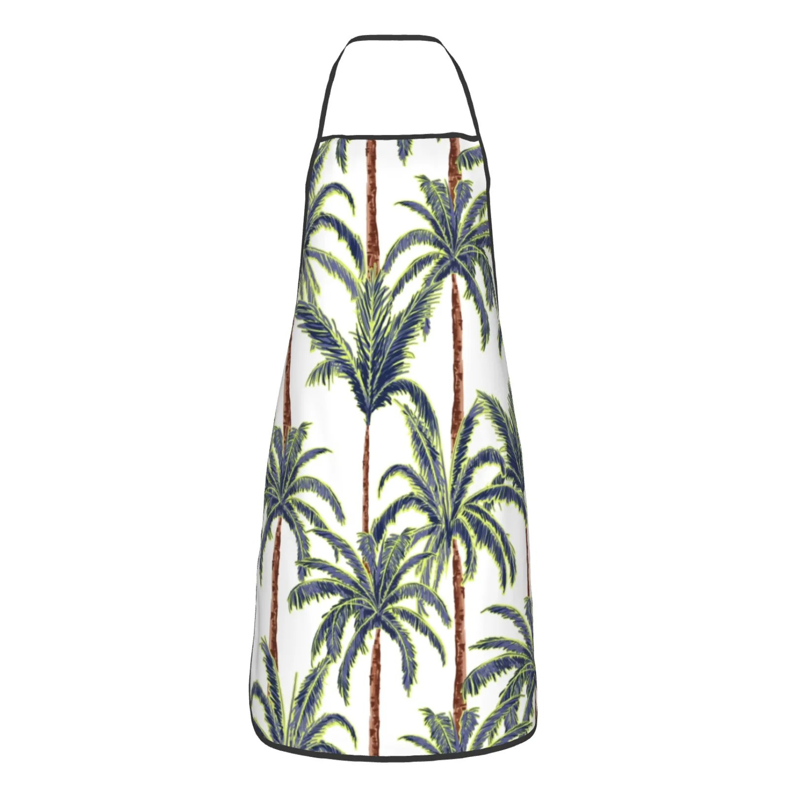 Summer Coconut Tree Polyester locking hem Apron Home Cooking Baking Kitchen Watercolor Apron