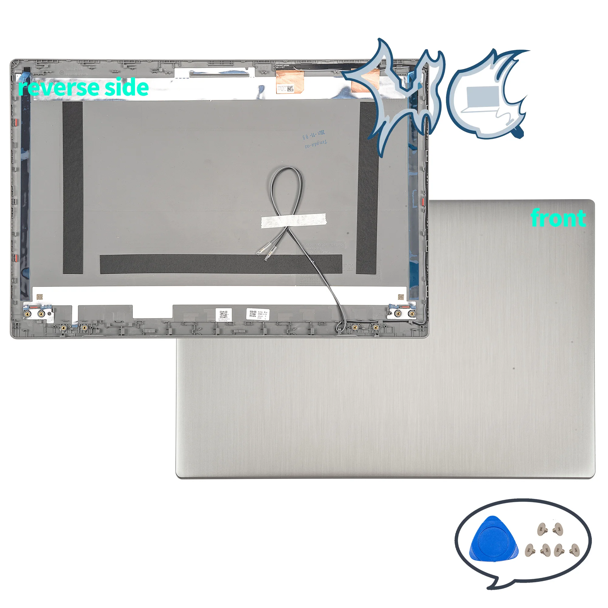 Imagem -02 - Carcaça do Portátil para Ideapad Tampa Traseira do Lcd Moldura Dobradiças Inferiores Prateado 15iil05 15are05 315ada05 15iml05 15itl05 2023 Case da