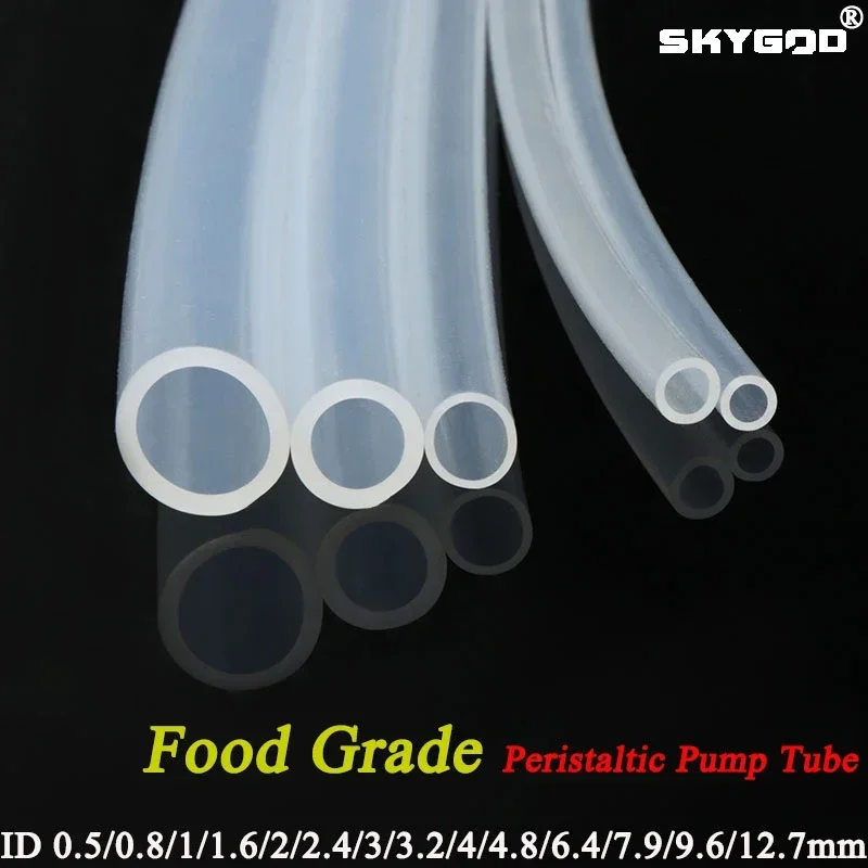 1M Peristaltic Pump Tube ID 0.8 1 1.6 2.4 3.2 4.8 6.4 7.9 9.6 12.7mm Soft Silicone Hose Flexible Food Grade Nontoxic Transparent