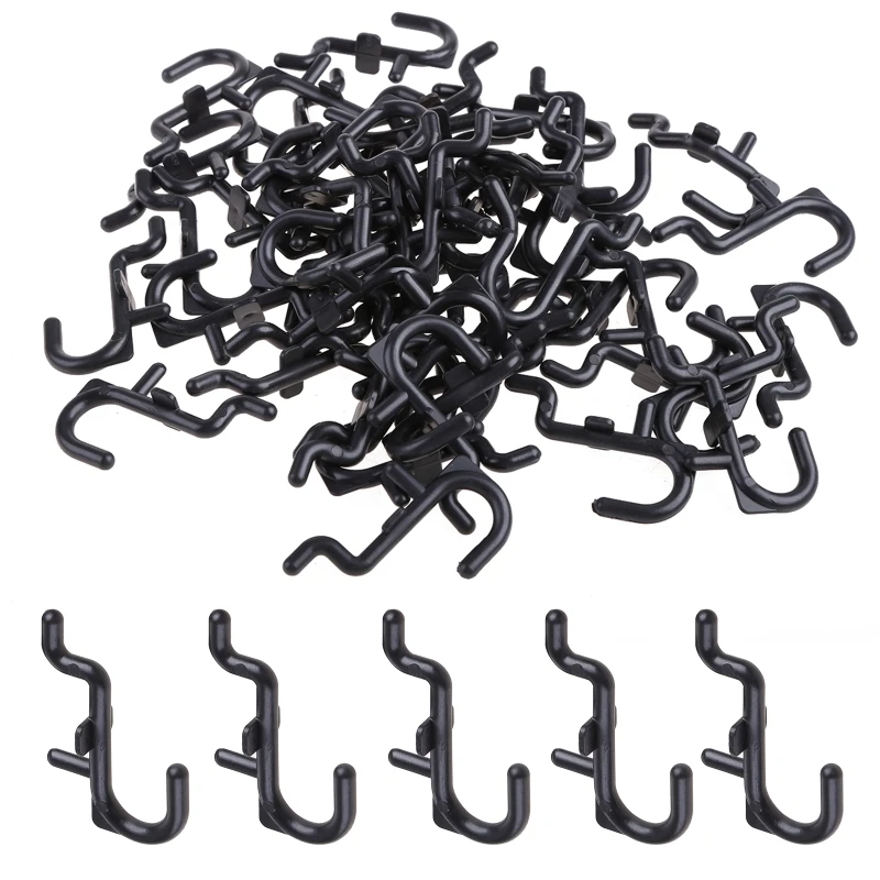 50 Pcs/100 Pcs Black Pegboard Hooks Heavy Duty Garage Storage Utility Hooks