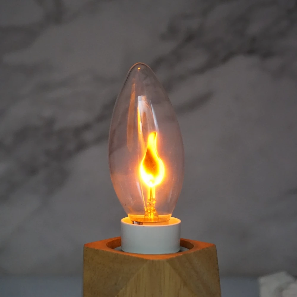 6Pcs/lot E14 E27 220V Led Flame Effect Bulb Candle Fire Light Bulbs For Home 3W Red/transparent Vintage Edison Flicker Type With