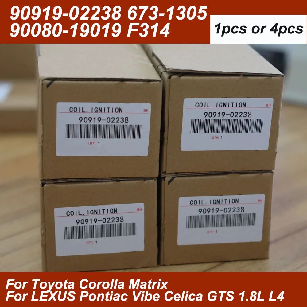 

1/4 шт. 90919-02238 UF314 катушки зажигания для Toyota Corolla Matrix для LEXUS Pontiac Vibe Celica 1.8L L4 673-1305 9091902238