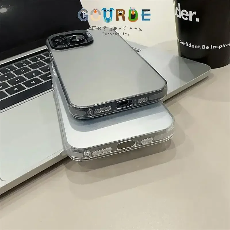 جراب هاتف Gourde مطلي بالليزر بألوان ثابتة IMD غير لامع مقاوم للصدمات لهاتف آيفون 16 15 14 12 13 11 Pro Max Ip Plus