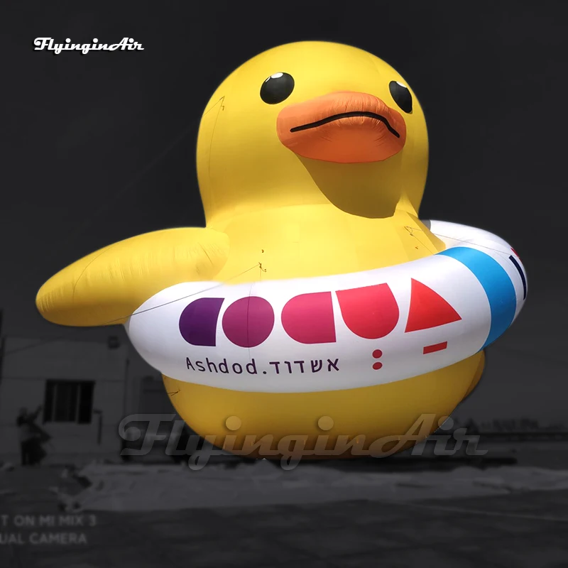 

Giant Advertising Inflatable Rubber Duck Cartoon Animal Model 6m Yellow Air Blow Up Duck Balloon With Swimming Ring For Event