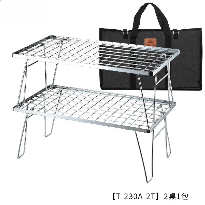 

Outdoor Camping Stainless Steel Multi-purpose Folding Table Camping Outdoor Picnic Table Barbecue Table Camping Ground Rack