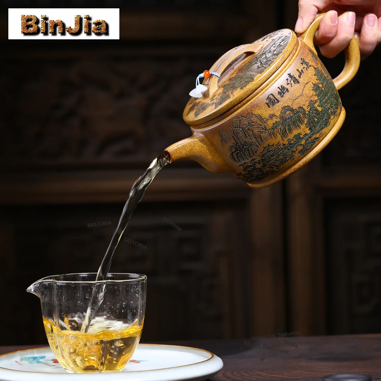 BAEJORIA 630ml Elegant Yixing Purple Clay Teapots Handmade Large Caliber Pot Raw Ore Dragon Bone Golden Sand Mud Kettle Zisha