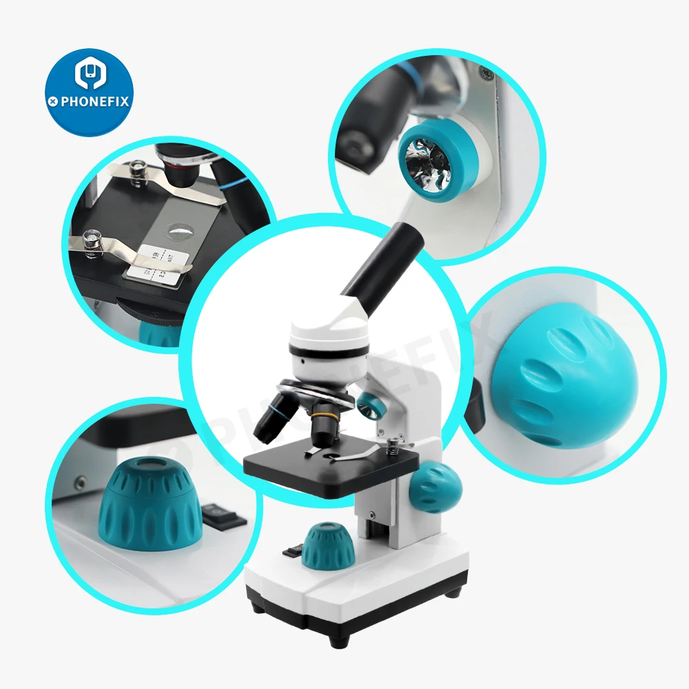 Zoom 2000X Biological HD Microscope Student with 13pcs Accessories + Electronic Eyepiece Monocular Student Scientific Experiment