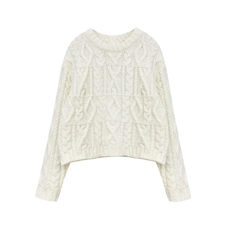 Maglione oversize lavorato a maglia grossa Pullover da donna Maglione girocollo lavorato a trecce allentato Maglione Teen-girl Granpa Style Y2K Outfit