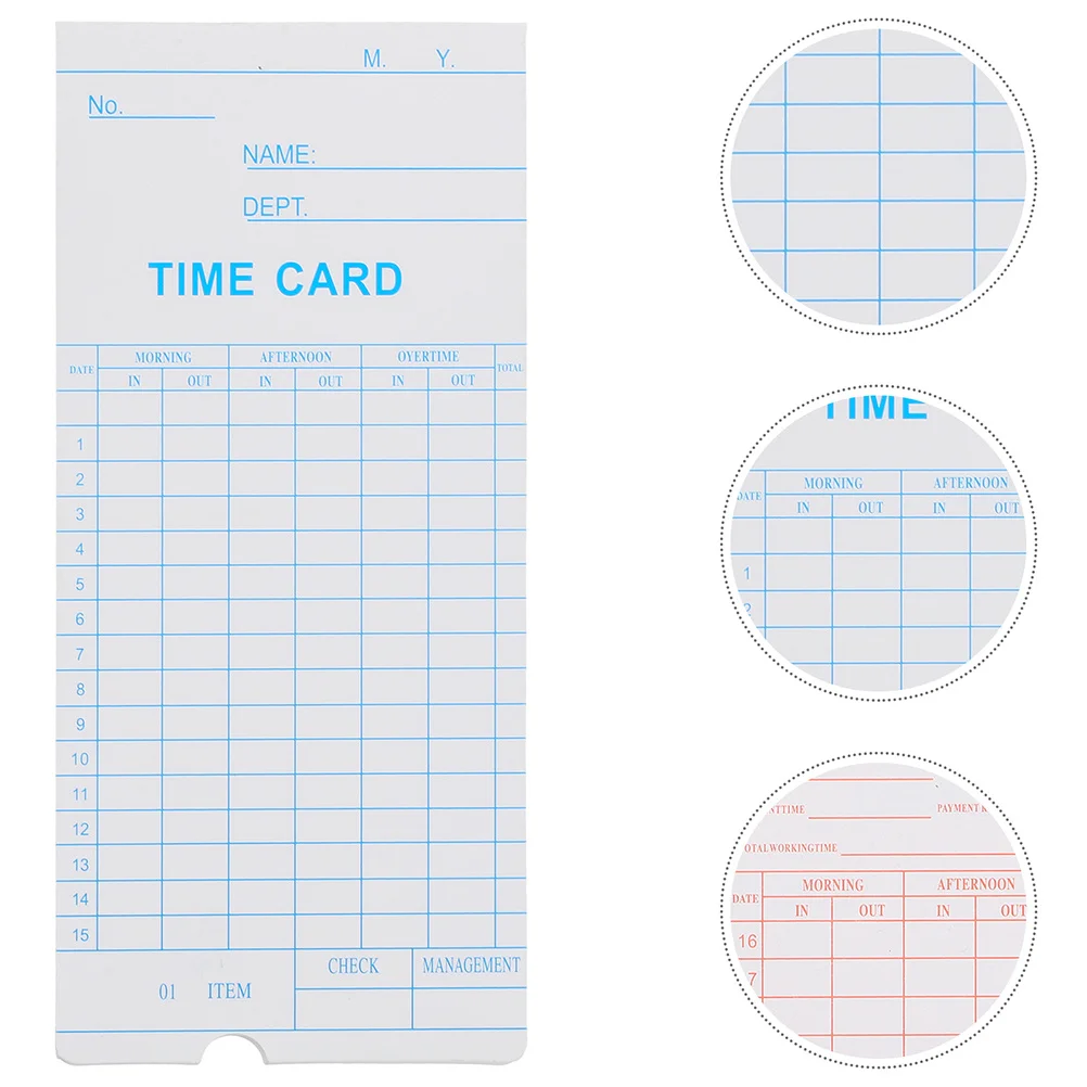 Feuilles de temps hebdomadaires, 100 pièces, gestion des présences des employés, impression claire et lisible, conception, utilisation au bureau et au Restaurant