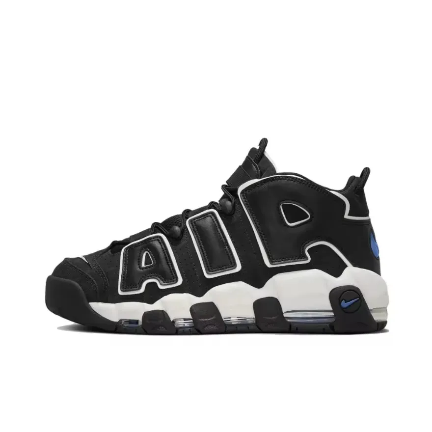 Nike Air More Uptempo Retro Mid top Basketball Shoes Comfortable and versatile Men's and Women's black and white color scheme