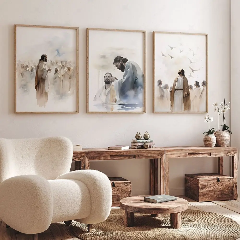 God Savior Peace Dove Boat Sheep Christ Jesus Wall Art Canvas Painting Nordic Posters And Prints Wall Pictures Living Room Decor
