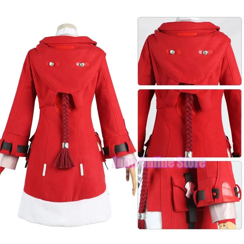 Clara Cosplay Peruca Costume Game Honkai Star Rail Perucas Cosplay Clara Terno Vermelho Cabelo Longo Halloween Party Role Play 2023 Novo