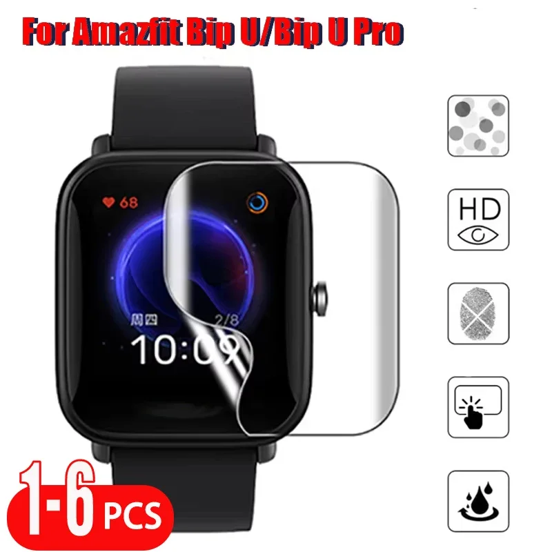 

1-6 PCS Hydrogel Film for Amazfit Bip U/U Pro HD Clear Soft Cover Screen Protector for Amazfit Bip U UPro Smartwatch Accessories