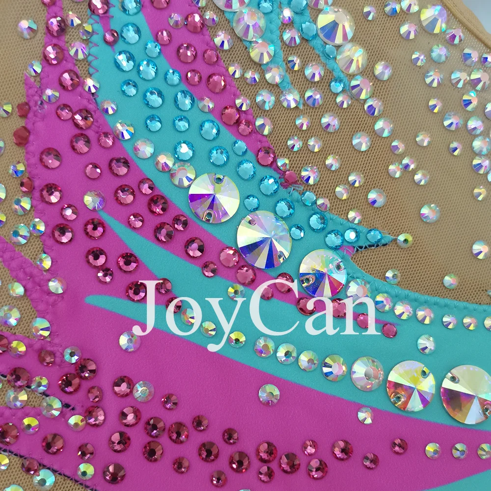 Joycan ชุดยิมนาสติกชุดรัดรูปสำหรับเด็กผู้หญิงผ้าสแปนเด็กซ์สีเขียวชุดเต้นรำสุดหรูสำหรับการแข่งขัน