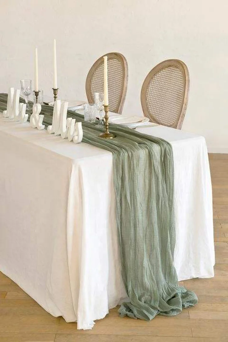 Sage Green Cheesecloth Table Runner Wide Gauze Rustic Cheese Cloth Table Runners Cotton for Wedding